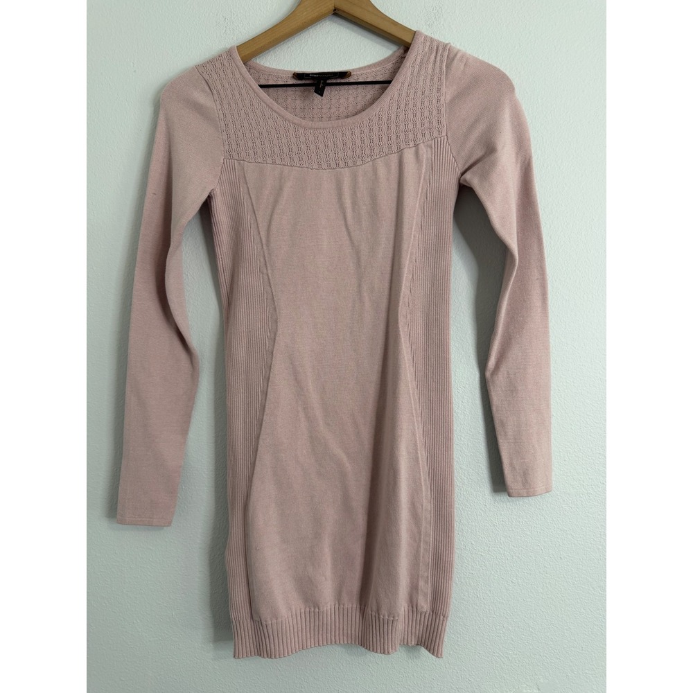 BCBGMaxAzria - Silk Blend Knit Bodycon Sweater‎ Dress Blush Mauve Size Small